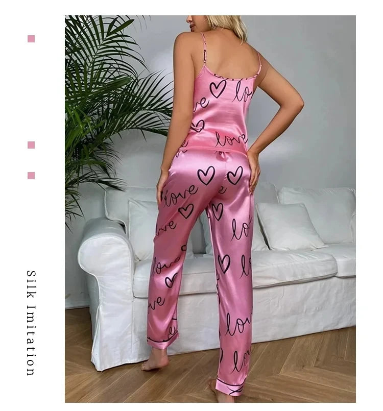 Damen Satin Pyjama Set, Emaille-Hemd mit Aufseher, Sexy Damen Nachtwäsche, Pyjama-Dessous
