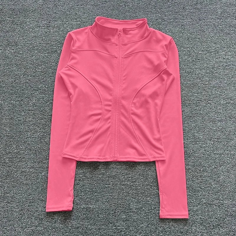 Damen Sportjacke Langarmshirt Trainingsjacke Fitnessbekleidung Yoga Sportbekleidung