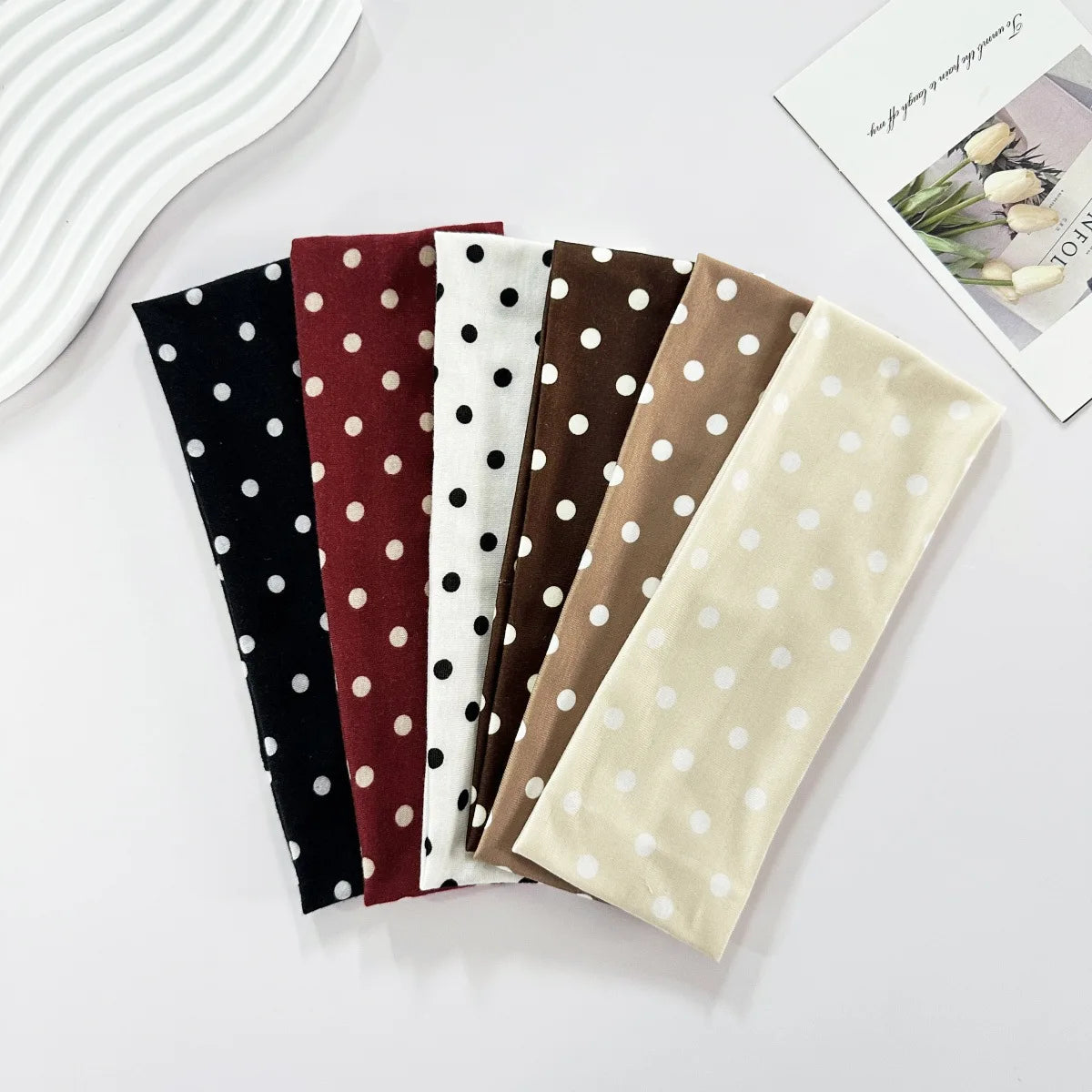 Elastisches Yoga-Stirnband für Damen mit Polka Dots, modisches Make-up-Stirnband für den Herbst, Haarschmuck, Sport- und Fitness-Stirnband