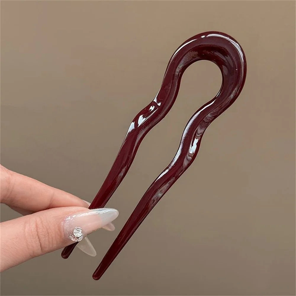 U-förmige Haargabel Mode Schildpatt Acetat Acryl Haarnadel Geometrischer Kopfschmuck Haarstäbe Frauen Mädchen Haar-Accessoires