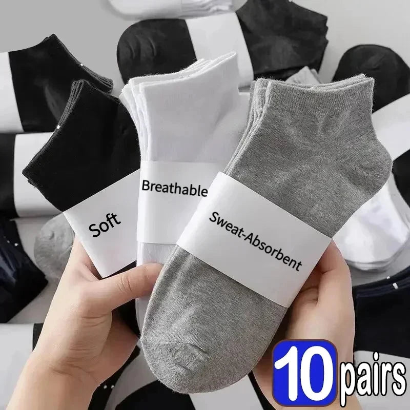 5/10 Paar Unisex-Kurzsocken Einfarbig Schwarz Weiß Grau Baumwolle Deodorant Atmungsaktive Laufsportsocken Neu Frühling Sommer