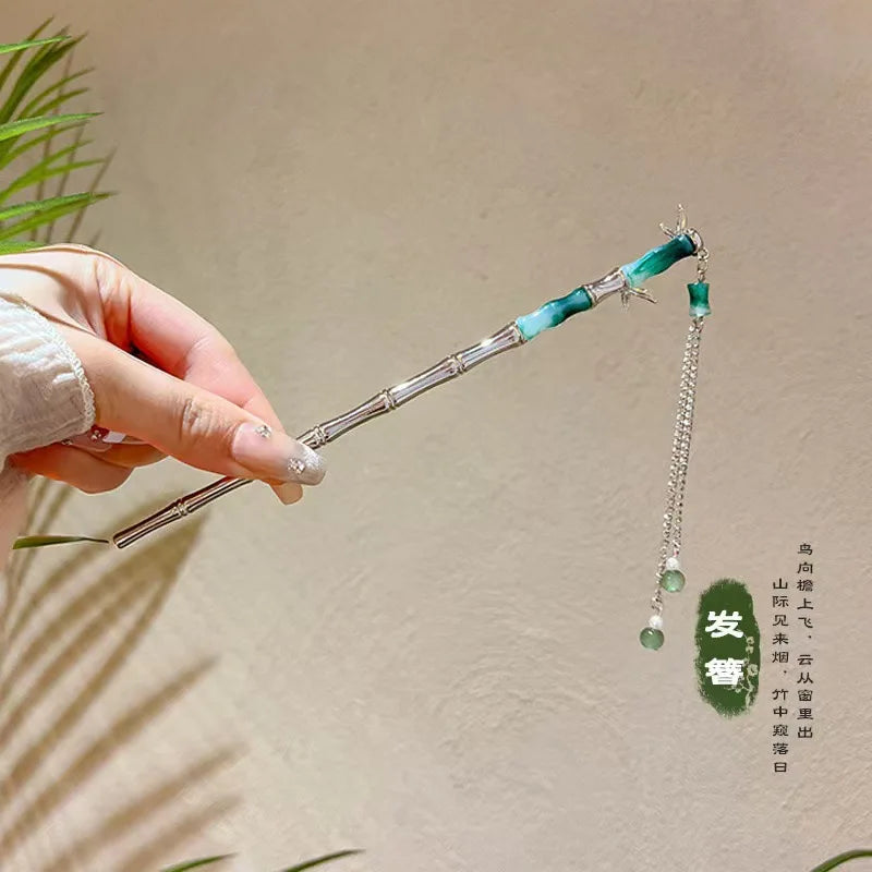 Elegant Chinese Style Hair Clip Tassel Hair Stick Traditional Floral Design Hairstyle Accessory Women Jewelry Hairpin Hairneedle