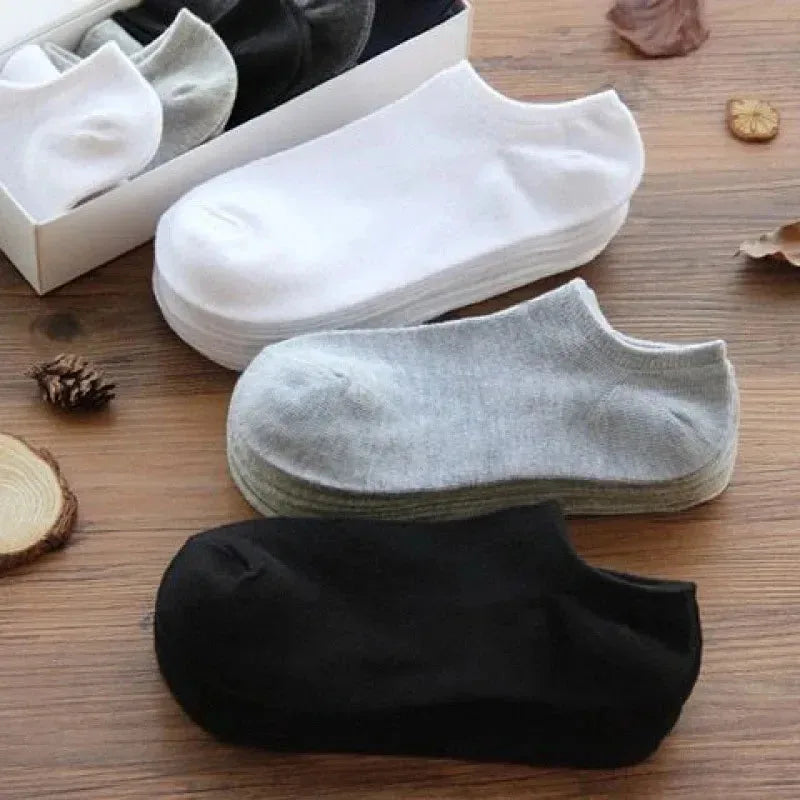 5/10 Paar Unisex-Kurzsocken Einfarbig Schwarz Weiß Grau Baumwolle Deodorant Atmungsaktive Laufsportsocken Neu Frühling Sommer