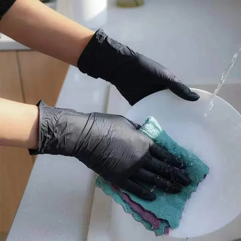 Black Disposable Nitrile Gloves Latex & Powder Free for Tattooing Manicures Salon Cleaning Disposable Food Working Latex Glove