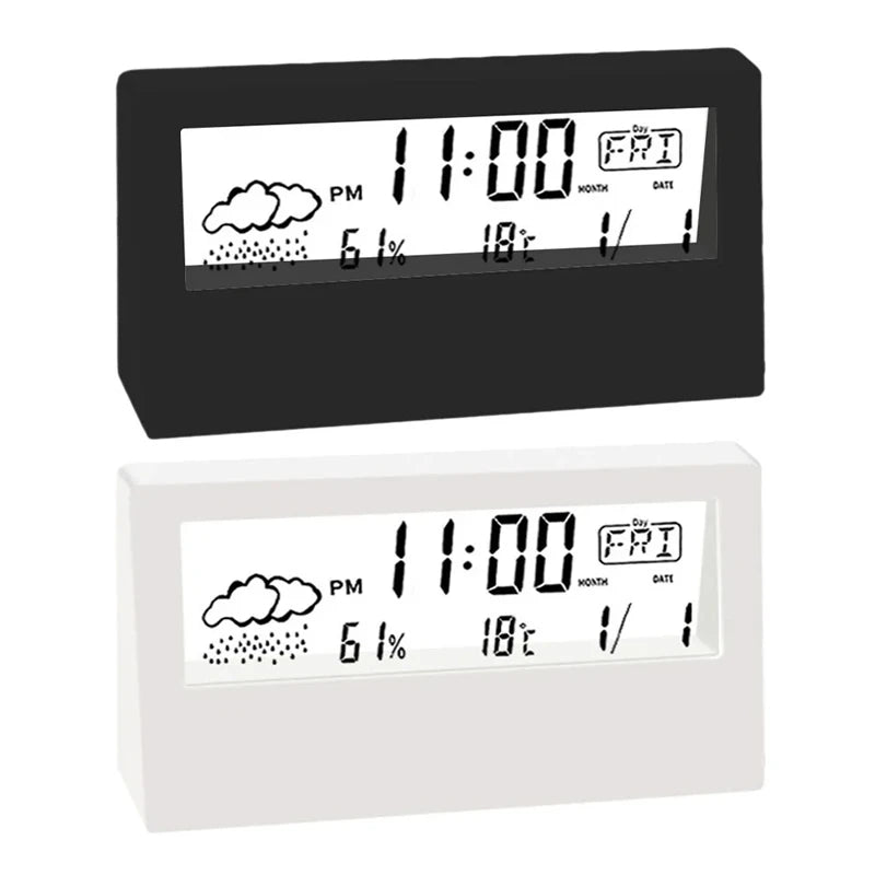 LED Thermometer Thermo-Hygrometer Multifunction Electronic Clock Temperature Humidity Meter Weather Station for Home With Alarm