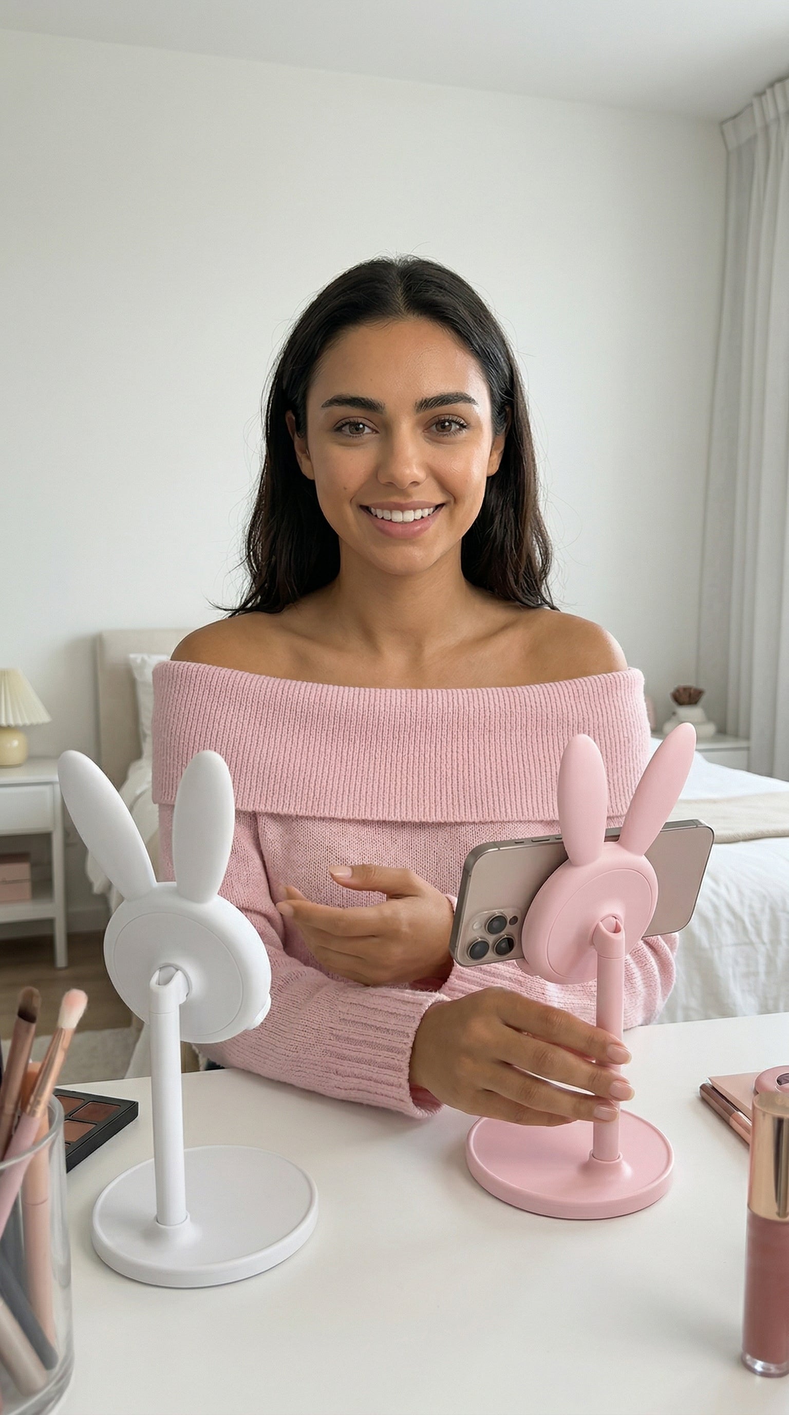 Niedlicher Hasen Handy-Ständer Desktop Höhenverstellbar Handyhalterung Handy-Zubehör Handy-Ständer Handy-Griff
