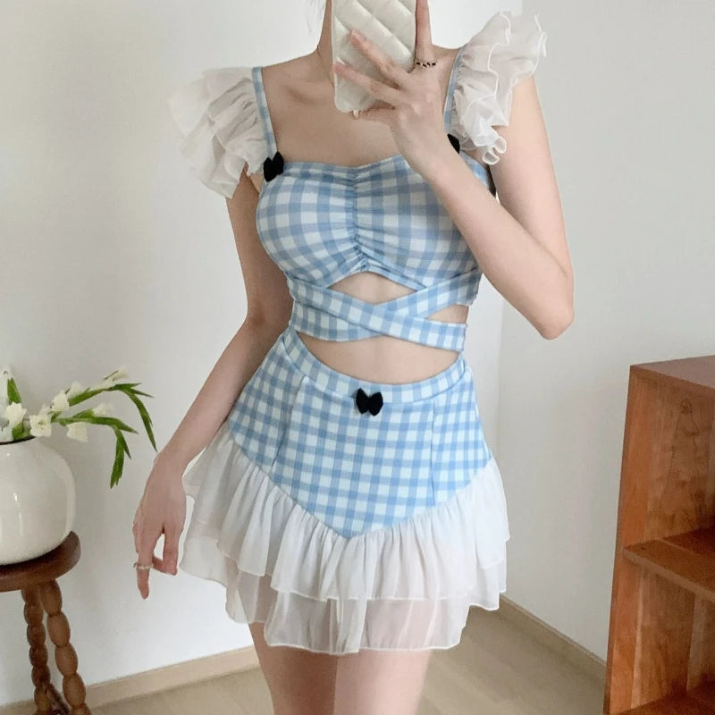 Ladies Slimming Halter Bathing Suit Cute Bowknot Retro High Neck Swimwear Fashion Summer Vacation Pool Party Outfits