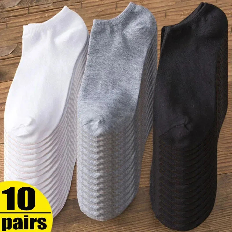 5/10 Paar Unisex-Kurzsocken Einfarbig Schwarz Weiß Grau Baumwolle Deodorant Atmungsaktive Laufsportsocken Neu Frühling Sommer