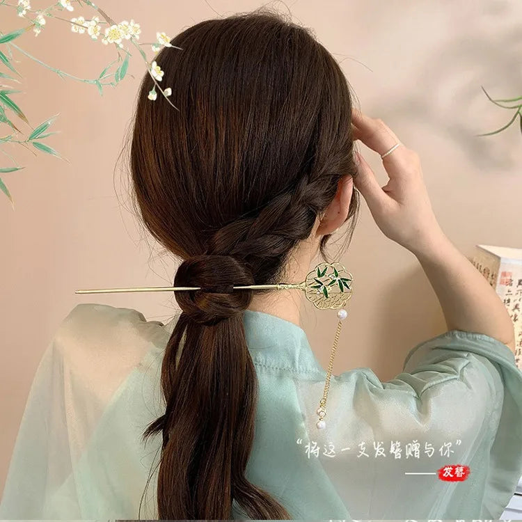 Elegant Chinese Style Hair Clip Tassel Hair Stick Traditional Floral Design Hairstyle Accessory Women Jewelry Hairpin Hairneedle