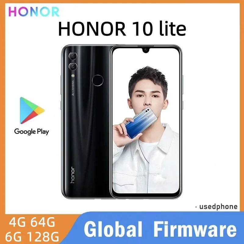 HONOR 10 Lite Smartphone globale Firmware 6,21 Zoll CPU HiSilicon Qilin 710 EMUI 9.0.1 gebrauchtes Telefon