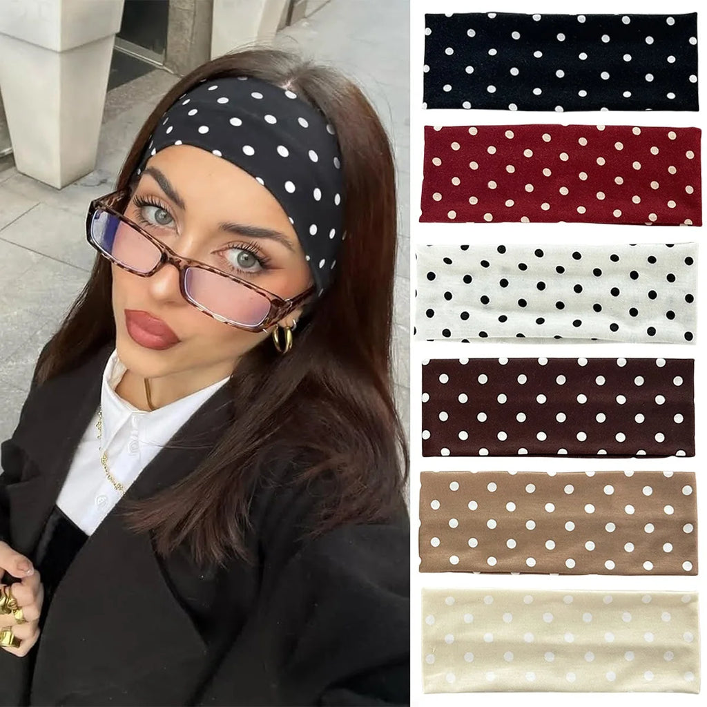 Elastisches Yoga-Stirnband für Damen mit Polka Dots, modisches Make-up-Stirnband für den Herbst, Haarschmuck, Sport- und Fitness-Stirnband