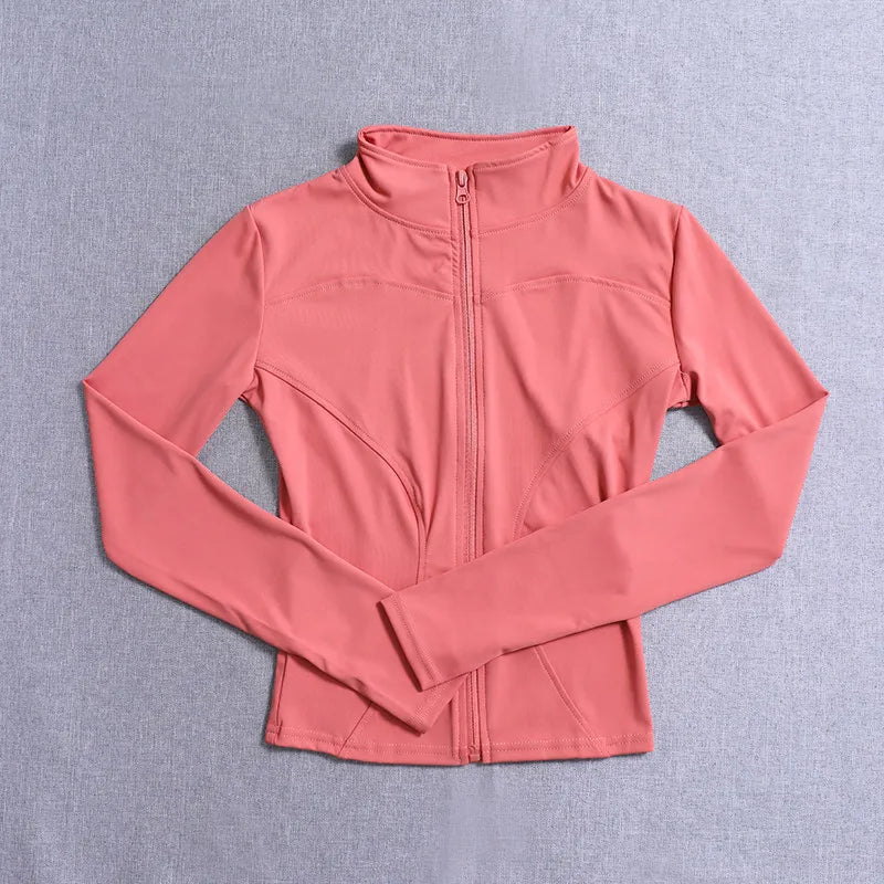Damen Sportjacke Langarmshirt Trainingsjacke Fitnessbekleidung Yoga Sportbekleidung