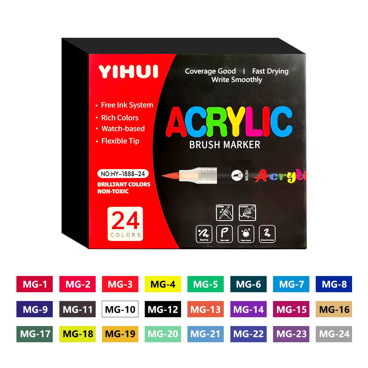 12/24/36/48/60 Colors Acrylic Paint Pens Markers Brush Tip Paint Markers For Rock Painting Wood Stone Glass Gift DIY Crafts