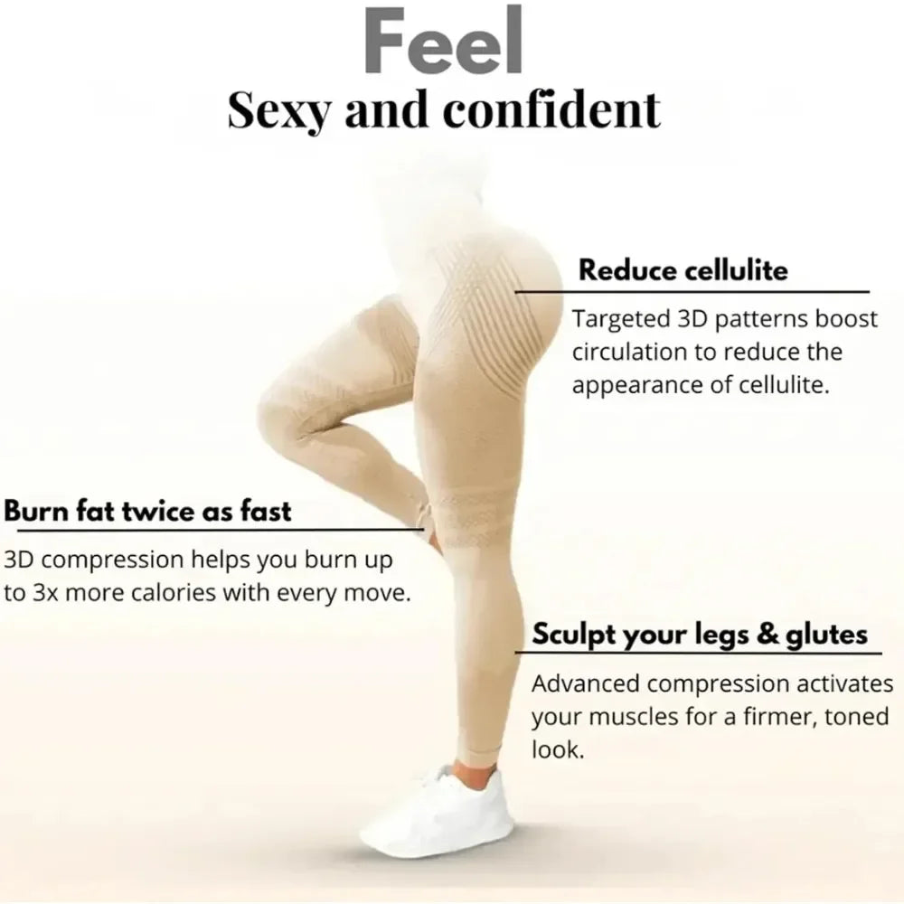 Damen Cellulite 3D Leggings, High Waist Po-Lifting Bauchkontrolle, Anti-Cellulite Leggings für Fitnessstudio Workout Yoga