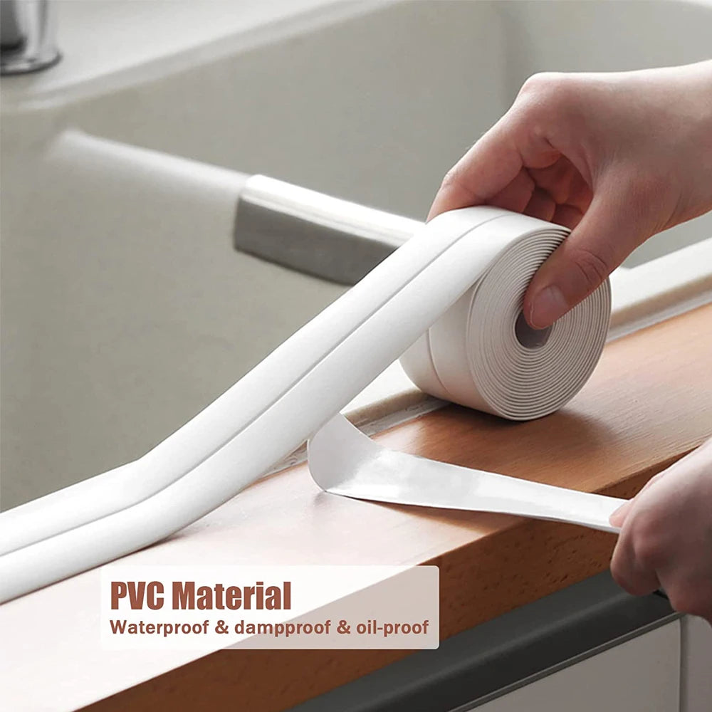 Selbstklebendes Dichtungsband PVC Öldicht Küchenspüle Kantenband Wasserdicht Bad WC Eckwandaufkleber