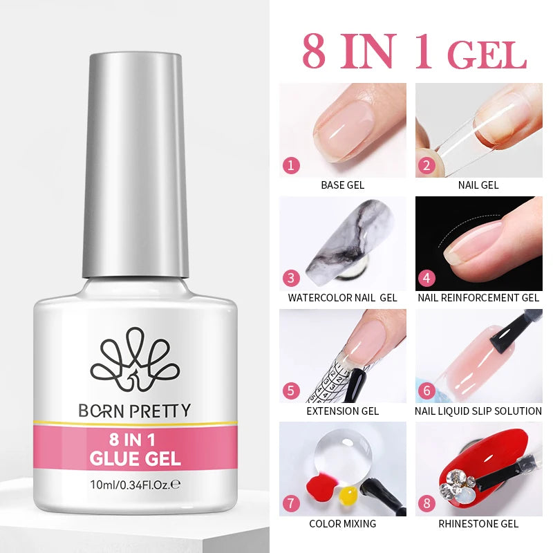 BORN PRETTY 10ml Base Gel Top Coat Rubber Gel Aufbaugel für Nägel Tools Soak Off UV LED Nagellack Funktionsgel