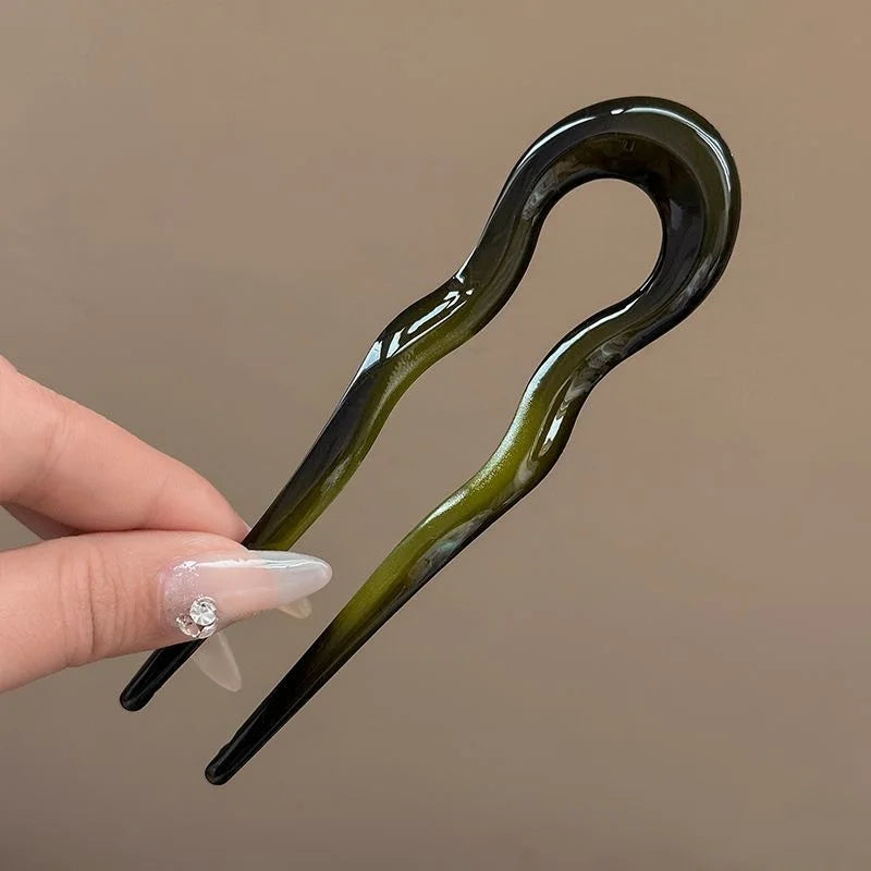 U-förmige Haargabel Mode Schildpatt Acetat Acryl Haarnadel Geometrischer Kopfschmuck Haarstäbe Frauen Mädchen Haar-Accessoires