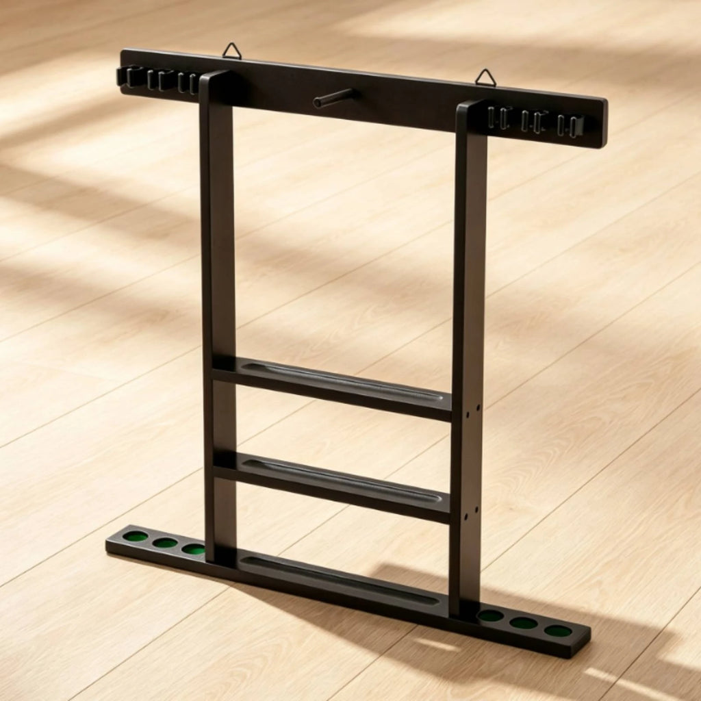 Pool Cue Rack with Accessory Storage Hardwood Pool Cue Rack Sturdy Easy to Install for Game Room, Home Bar