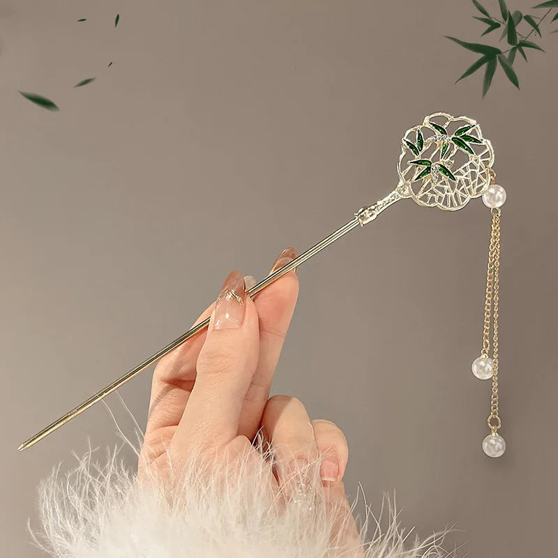 Elegant Chinese Style Hair Clip Tassel Hair Stick Traditional Floral Design Hairstyle Accessory Women Jewelry Hairpin Hairneedle
