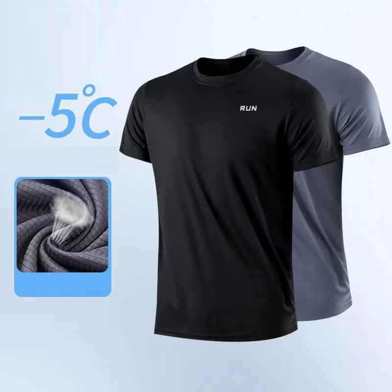 Herren schnelltrocknendes Kurzarm-T-Shirt für Fitnessstudio, Laufen, feuchtigkeitsableitend, Rundhals, Training, Übung, Fitnessstudio, Sportshirt, Oberteile, leicht