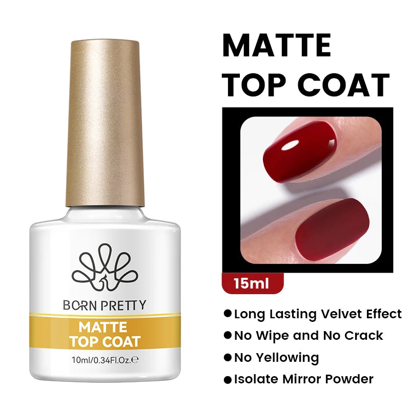 BORN PRETTY 10ml Base Gel Top Coat Rubber Gel Aufbaugel für Nägel Tools Soak Off UV LED Nagellack Funktionsgel