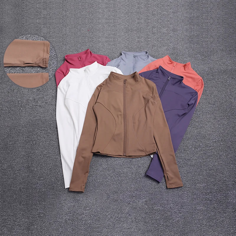 Damen Sportjacke Langarmshirt Trainingsjacke Fitnessbekleidung Yoga Sportbekleidung
