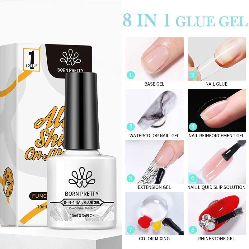 BORN PRETTY 10ml Base Gel Top Coat Rubber Gel Aufbaugel für Nägel Tools Soak Off UV LED Nagellack Funktionsgel
