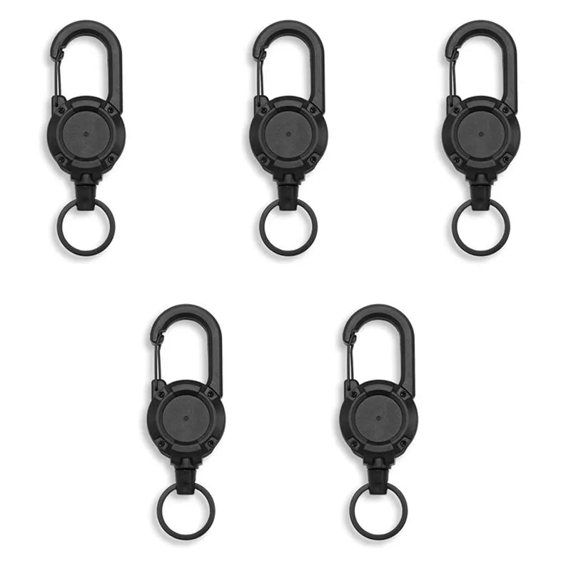 Einziehbarer Hochleistungs-Schlüsselanhänger, Karabiner, starkes Stahlseil, Schnalle, Feder-Schlüsselring, Outdoor-Sport-Befestigung, Schlüsselanhänger-Werkzeug