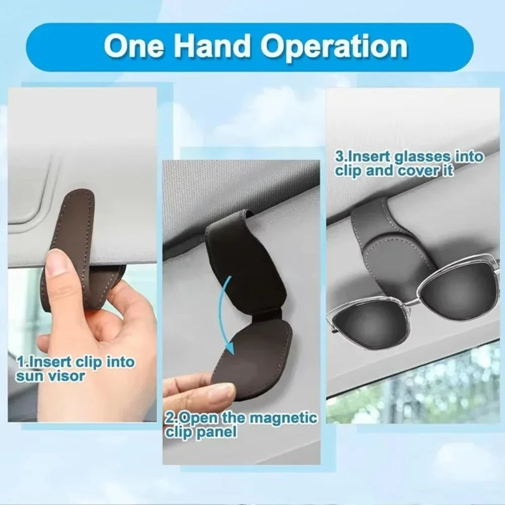 Sonnenbrillenhalter ist geeignet für Auto-Sonnenblenden Magnetischer Leder-Sonnenbrillenclip und Ticketclip Auto-Sonnenblenden-Zubehör