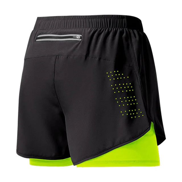 Herren Laufshorts Schnelltrocknende Fitness Schwarz Doppellagige Shorts Herren Neue Sport Workout Training Bodybuilding Kurze Hosen