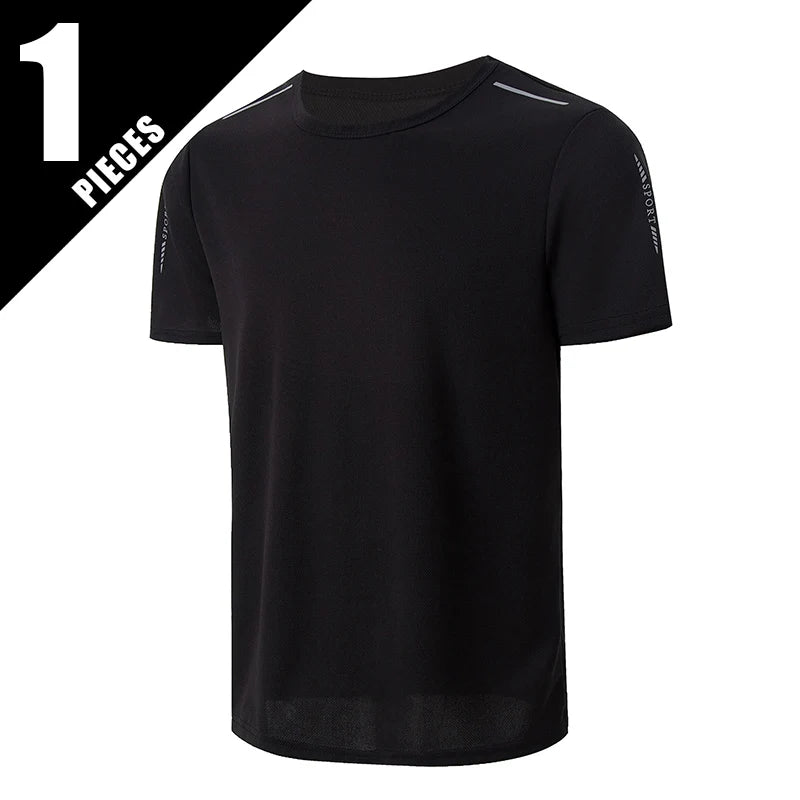 Sommer Herren Lauf-T-Shirts schnelltrocknend atmungsaktiv zum Wandern Angeln weiche Elastizität Outdoor-Sport Kurzarmshirt