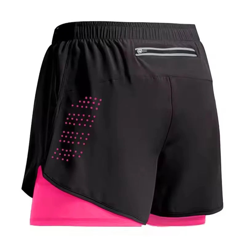 Herren Laufshorts Schnelltrocknende Fitness Schwarz Doppellagige Shorts Herren Neue Sport Workout Training Bodybuilding Kurze Hosen