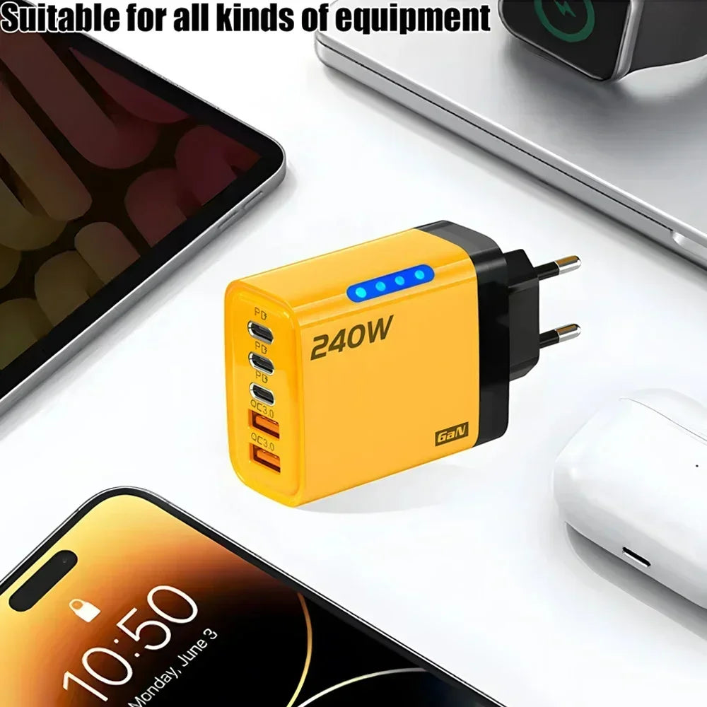 240W USB C Charger Quick Charge QC 3.0 PD Fast Charging Type C Phone Charger Adapter for iPhone Samsung Xiaomi Wall USB Chargers