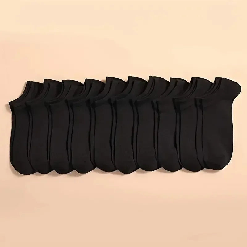 5/10 Pairs Unisex Ankle Socks Solid Color Black White Gray Cotton Deodorant Breathable Running Sports Socks New Spring Summer