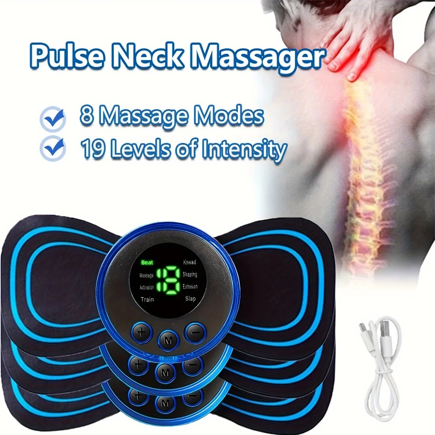 Muskel-Elektromassager 2/3/4 Stk. EMS Nackenmassagegerät 8 Modi 19 Stärken Vibrationsinstrument Behandlung