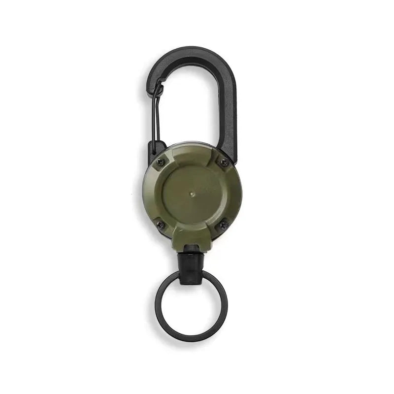 Einziehbarer Hochleistungs-Schlüsselanhänger, Karabiner, starkes Stahlseil, Schnalle, Feder-Schlüsselring, Outdoor-Sport-Befestigung, Schlüsselanhänger-Werkzeug