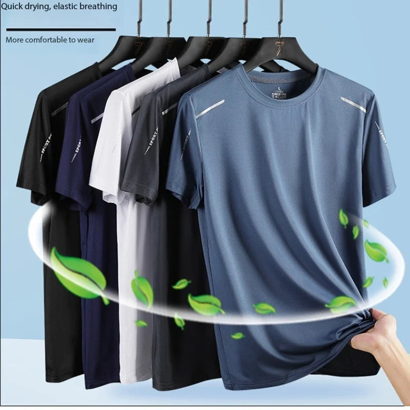 Sommer Herren Lauf-T-Shirts schnelltrocknend atmungsaktiv zum Wandern Angeln weiche Elastizität Outdoor-Sport Kurzarmshirt
