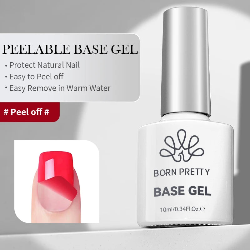 BORN PRETTY 10ml Base Gel Top Coat Rubber Gel Aufbaugel für Nägel Tools Soak Off UV LED Nagellack Funktionsgel