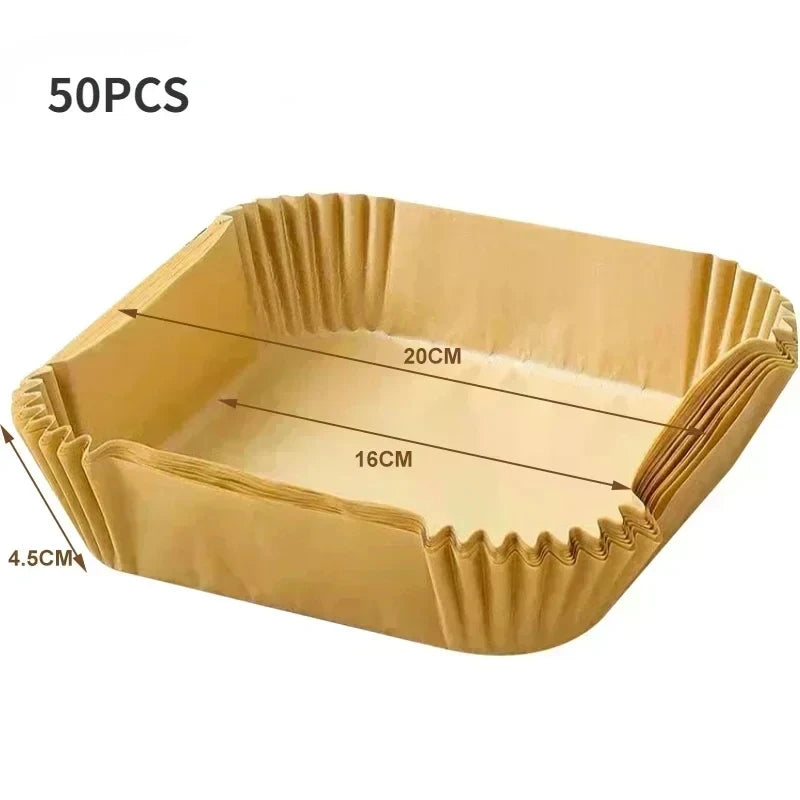50 Pack Antihaft-Papierauskleidungen für Heißluftfritteusen zum Backen und für Mikrowellen – leicht zu reinigen und zu trennen für gesünderes Kochen