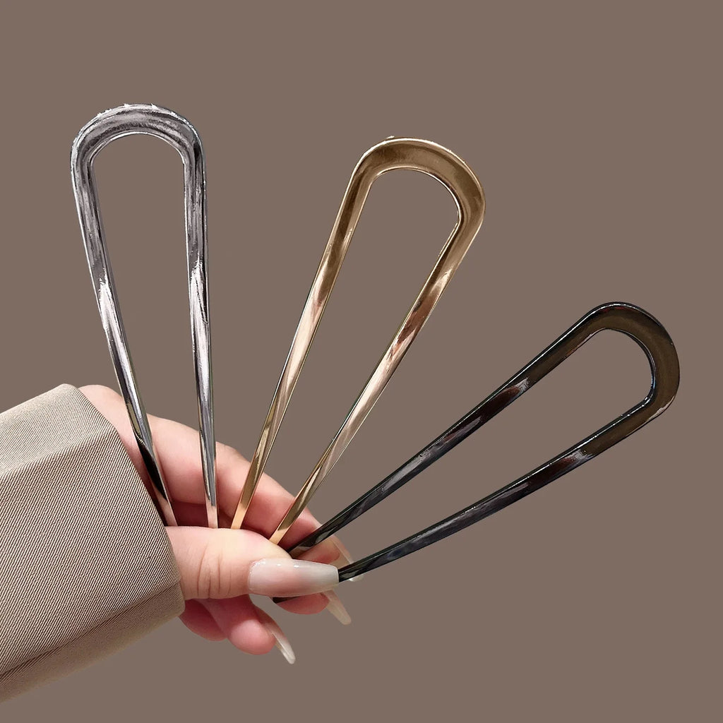 U-förmige Haargabel Mode Schildpatt Acetat Acryl Haarnadel Geometrischer Kopfschmuck Haarstäbe Frauen Mädchen Haar-Accessoires