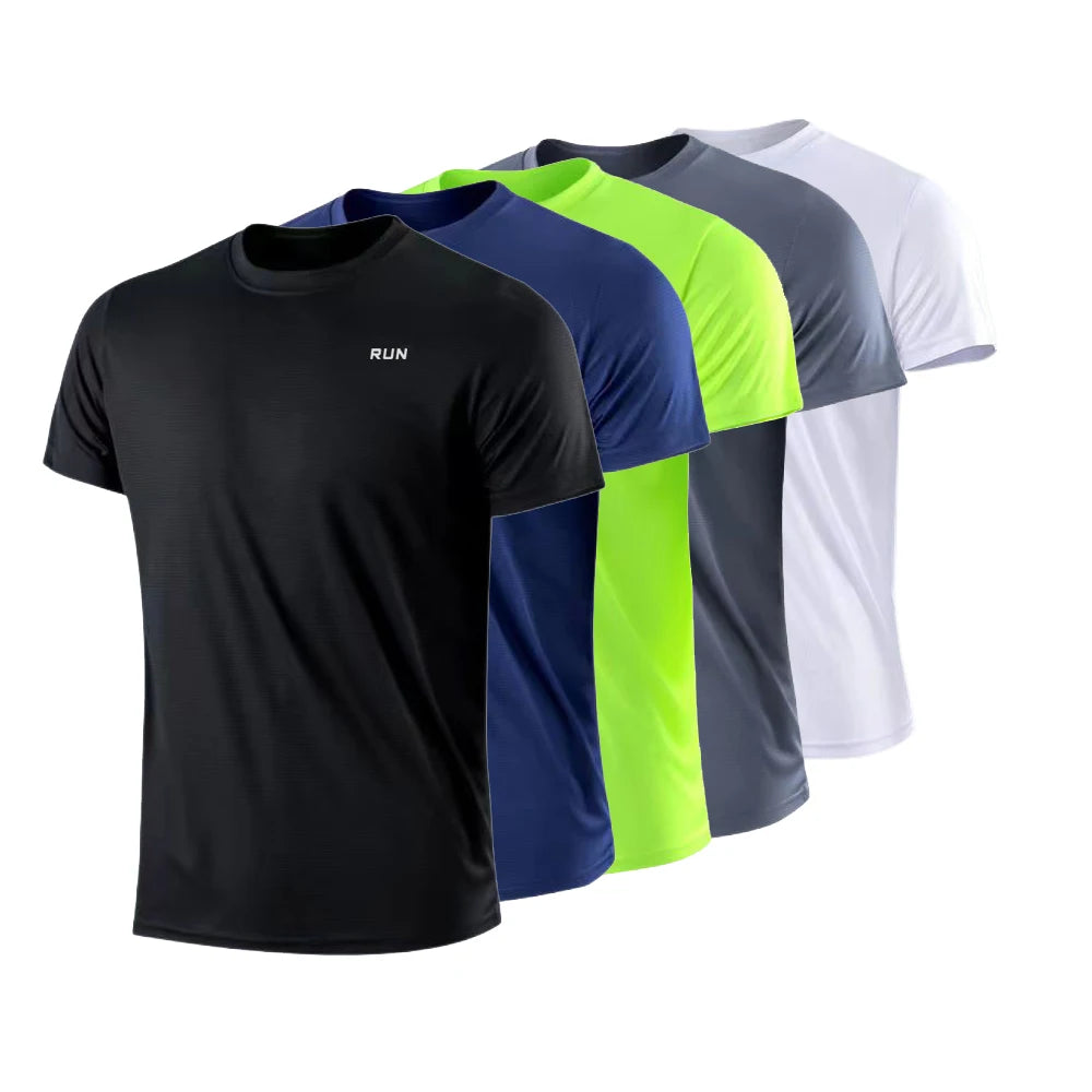 Herren schnelltrocknendes Kurzarm-T-Shirt für Fitnessstudio, Laufen, feuchtigkeitsableitend, Rundhals, Training, Übung, Fitnessstudio, Sportshirt, Oberteile, leicht