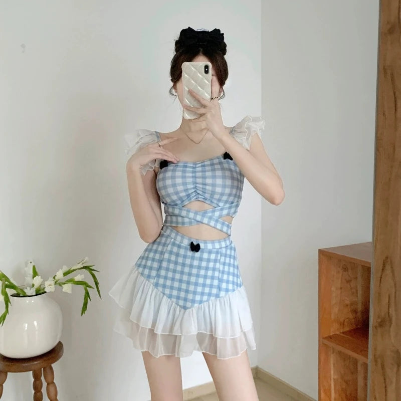 Ladies Slimming Halter Bathing Suit Cute Bowknot Retro High Neck Swimwear Fashion Summer Vacation Pool Party Outfits