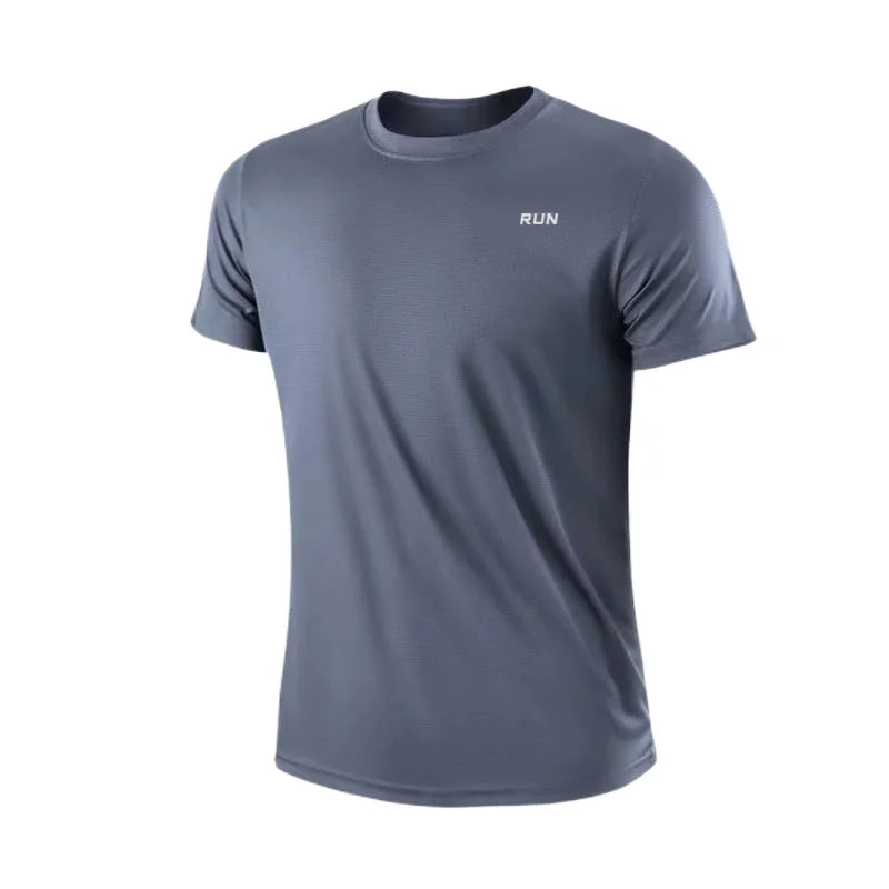 Herren schnelltrocknendes Kurzarm-T-Shirt für Fitnessstudio, Laufen, feuchtigkeitsableitend, Rundhals, Training, Übung, Fitnessstudio, Sportshirt, Oberteile, leicht