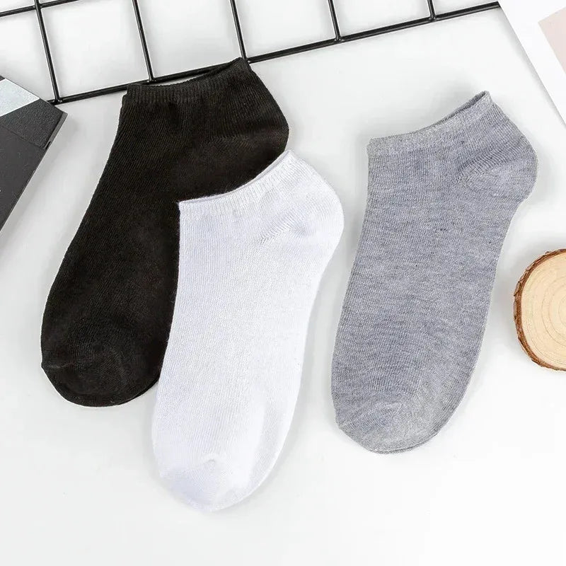 5/10 Paar Unisex-Kurzsocken Einfarbig Schwarz Weiß Grau Baumwolle Deodorant Atmungsaktive Laufsportsocken Neu Frühling Sommer