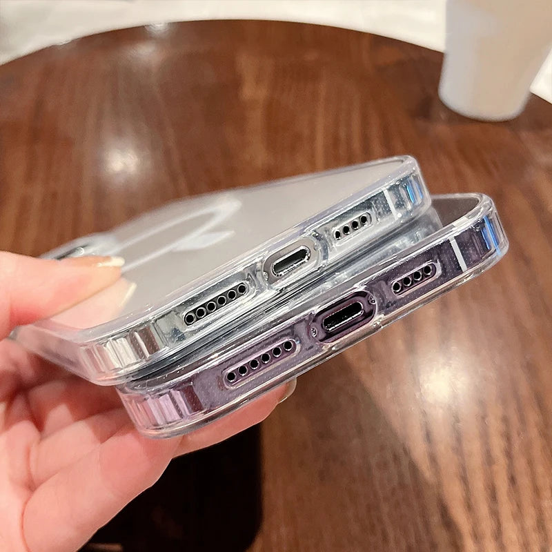 Für Magsafe Magnetische Transparente Kabellose Ladehülle für iPhone 11 12 13 14 15 16 17 Air Pro Max Plus Mini Stoßfeste PC-Hülle