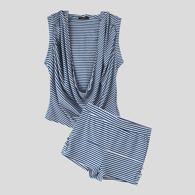 INCERUN Men Striped Sets Summer Hooded Sleeveless Tank Tops Shorts Two Piece Sets Streetwear 2026 Loose Casual Men Matching Sets