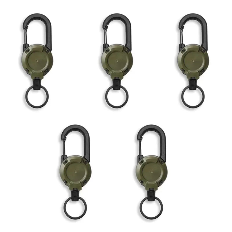 Einziehbarer Hochleistungs-Schlüsselanhänger, Karabiner, starkes Stahlseil, Schnalle, Feder-Schlüsselring, Outdoor-Sport-Befestigung, Schlüsselanhänger-Werkzeug