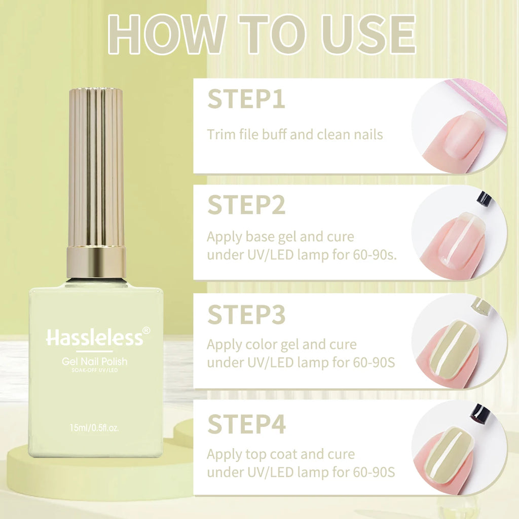 Problemloses 1 Fläschchen (15ml) Hellgelbes Vollfarben-Nagelgel — Einfacher, anfängerfreundlicher Soak-Off-Gel-Nagellack, geeignet für alle Gelegenheiten