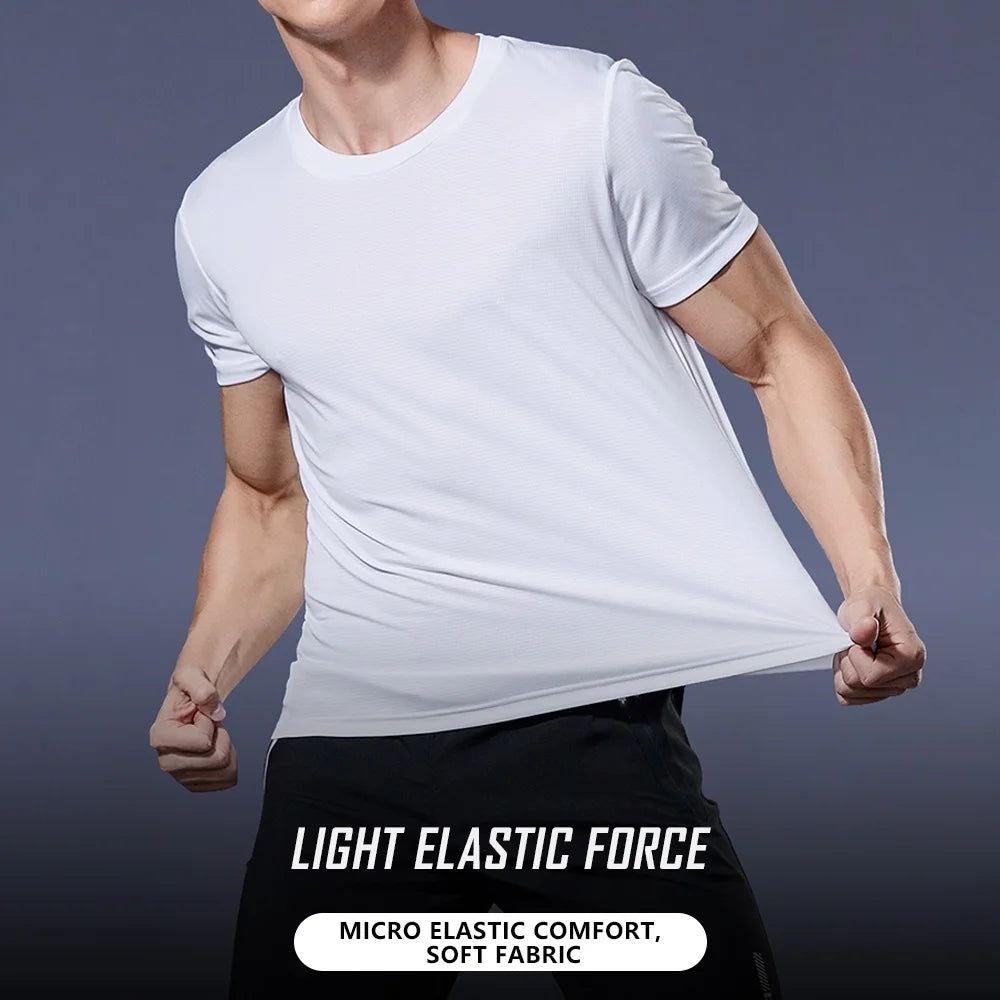 Herren schnelltrocknendes Kurzarm-T-Shirt für Fitnessstudio, Laufen, feuchtigkeitsableitend, Rundhals, Training, Übung, Fitnessstudio, Sportshirt, Oberteile, leicht