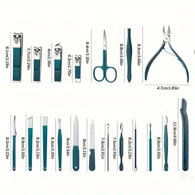 Professionelles 7/10/12/18-teiliges Nagelpflegeset aus Edelstahl Maniküre & Pediküre Set Nagelknipser Set mit Reiseetui